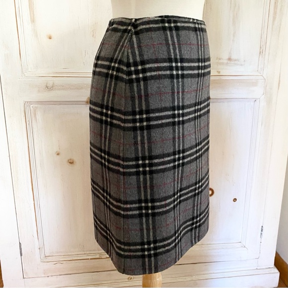 Wool Plaid Wrap Skirt Carole Little 2P Petite - Picture 5 of 13